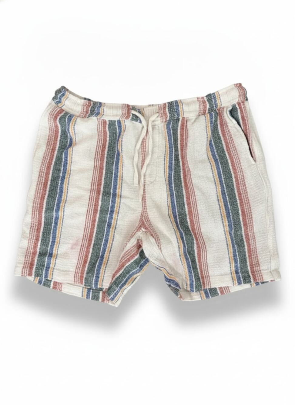 RETROFIT Striped Drawstring Shorts Mens L Multi-Color Waffle Knit Hippy PJ - Picture 1 of 6